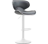 CLP Tabouret De Bar Las Vegas V2 Hauteur Réglable I Tabouret De Bar Confortable Avec Dossier Et Repose-pieds I Chaise Haute De Bar Rembourrée, Couleur:gris, Couleur du cadre:blanc