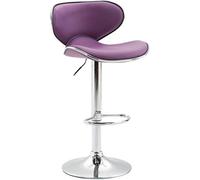 CLP Tabouret De Bar Las Vegas V2 Hauteur Réglable I Tabouret De Bar Confortable Avec Dossier Et Repose-pieds I Chaise Haute De Bar Rembourrée, Couleur:violet, Couleur du cadre:chrome