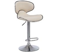 CLP Tabouret De Bar Las Vegas V2 Hauteur Réglable I Tabouret De Bar Confortable Avec Dossier Et Repose-pieds I Chaise Haute De Bar Rembourrée, Couleur:crème, Couleur du cadre:chrome