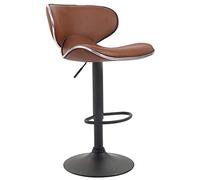 CLP Tabouret De Bar Las Vegas V2 Hauteur Réglable I Tabouret De Bar Confortable Avec Dossier Et Repose-pieds I Chaise Haute De Bar Rembourrée, Couleur:brun clair, Couleur du cadre:noir