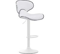 CLP Tabouret De Bar Las Vegas V2 Hauteur Réglable I Tabouret De Bar Confortable Avec Dossier Et Repose-pieds I Chaise Haute De Bar Rembourrée, Couleur:blanc, Couleur du cadre:blanc