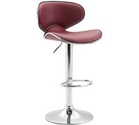 CLP Tabouret de bar Las Vegas V2 – Dossier rembourré, hauteur réglable – Bordeaux/Chrome