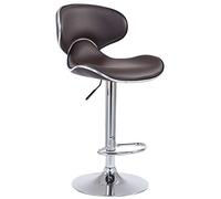 CLP Tabouret De Bar Las Vegas V2 Hauteur Réglable I Tabouret De Bar Confortable Avec Dossier Et Repose-pieds I Chaise Haute De Bar Rembourrée, Couleur:marron, Couleur du cadre:chrome