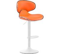 CLP Tabouret de bar Las Vegas V2 similicuir avec pied en métal , Orange/Blanc