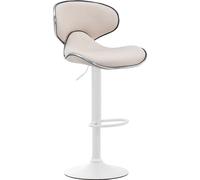 CLP Tabouret de bar Las Vegas V2 tissu avec repose-pieds,blanc crème