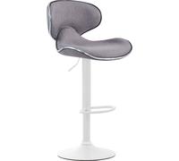 CLP Tabouret de bar Las Vegas V2 tissu avec repose-pieds,gris clair blanc