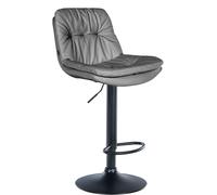 CLP Tabouret de Bar Laurel recouvert de Similicuir I Chaise de Bar réglable en Hauteur et pivotante I Tabouret de comptoir rembourré, Couleur:Gris, Matériel du Cadre:Métal Noir Mat
