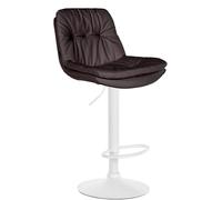 CLP Tabouret de Bar Laurel recouvert de Similicuir I Chaise de Bar réglable en Hauteur et pivotante I Tabouret de comptoir rembourré, Couleur:Marron, Matériel du Cadre:métal Blanc Mat