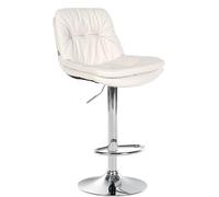CLP Tabouret de Bar Laurel recouvert de Similicuir I Chaise de Bar réglable en Hauteur et pivotante I Tabouret de comptoir rembourré, Couleur:Blanc, Matériel du Cadre:Métal en Finition chromée