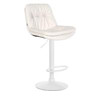 CLP Tabouret de Bar Laurel recouvert de Similicuir I Chaise de Bar réglable en Hauteur et pivotante I Tabouret de comptoir rembourré | Couleur Blanc Matériel du Cadre métal Blanc Mat