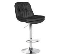 CLP Tabouret de Bar Laurel recouvert de Similicuir I Chaise de Bar réglable en Hauteur et pivotante I Tabouret de comptoir rembourré, Couleur:Noir, Matériel du Cadre:Métal en Finition chromée