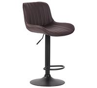 CLP Tabouret de bar Lentini – Similicuir, hauteur réglable, pivotant, repose-pieds, Marron/Noir