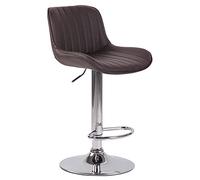 CLP Tabouret De Bar Lentini en Similicuir I Chaise Haute De Bistrot avec Repose-Pieds Hauteur Réglable Pivotant I Siège Matelassé, Couleur:Marron, Couleur du Cadre:Chrome