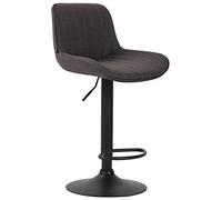 CLP Tabouret de bar Lentini - tissu matelassé, pivotant, hauteur réglable - gris foncé/cadre noir