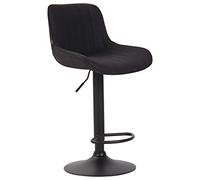 CLP Tabouret de bar Lentini en tissu – siège matelassé, pivotant, repose-pieds, noir