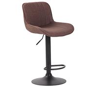 CLP Tabouret De Bar Lentini en Tissu I Chaise Haute De Bistrot avec Repose-Pieds Hauteur Réglable Pivotant I Siège Matelassé, Couleur:Marron, Couleur du Cadre:Noir