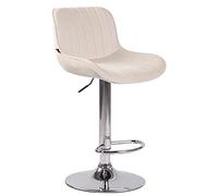CLP Tabouret de bar Lentini – velours, siège matelassé, réglable & pivotant – Crème/Chrome