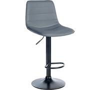 CLP Tabouret De Bar Lex en Similicuir I Chaise Haute De Bistrot avec Repose-Pieds Hauteur Réglable Pivotant Pied Métal, Couleur:Gris, Couleur du Cadre:Noir