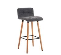 CLP Tabouret de bar LINCOLN, revêtement en tissu, piétement en bois, hauteur de l'assise 75 cm, dossier et repose-pieds pour le p...