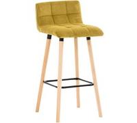 CLP Tabouret de Bar Lincoln avec revêtement en Velours I Tabouret de comptoir rembourré et avec Dossier, Couleur:Jaune