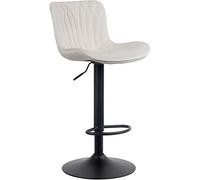 CLP Tabouret de bar Linus – simili cuir et velours, hauteur réglable, siège pivotant, crème