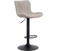 CLP Tabouret De Bar Linus en Similicuir Tissu Velours I Chaise Haute De Bistrot Réglable Pivotant I avec Pied en Métal Repose-Pieds, Couleur:Taupe, Matériel:Tissu