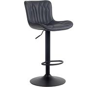CLP Tabouret De Bar Linus en Similicuir Tissu Velours I Chaise Haute De Bistrot Réglable Pivotant I avec Pied en Métal Repose-Pieds, Couleur:Noir, Matériel:Similicuir