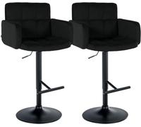 CLP Tabouret de Bar Los Angeles, Chaise de Bar rembourrée en Velours, avec Repose-Pieds réglable en Hauteur et pivotante, jusqu'à 150 kg Couleur Noir Couleur du Cadre Noir