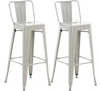 CLP Tabouret de Bar Lot de 2 avec Dossier Style Industriel Mason, Dossier et Repose-Pieds, Couleur:Argent