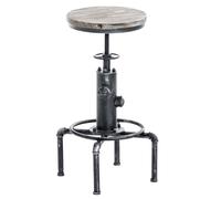 CLP Tabouret De Bar Lumos Style Industriel I Chaise Haute Design Réglable en Hauteur I Chaise Haute avec Siège en Bois Et Piètement en Métal | Couleur Argent Antique