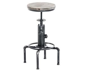 CLP Tabouret De Bar Lumos Style Industriel I Chaise Haute Design Réglable en Hauteur I Chaise Haute avec Siège en Bois Et Piètement en Métal | Couleur Argent Antique