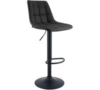CLP Tabouret de Bar Mapun, Chaise de Bar reglable en Hauteur et pivotante a 360 degres, rembourree, Structure Metallique pour Cuisine, ilot, Couleur:Noir, Matériel:Similicuir