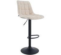 CLP Tabouret de Bar Mapun, Chaise de Bar reglable en Hauteur et pivotante a 360 degres, rembourree, Structure Metallique pour Cuisine, ilot, Couleur:crème, Matériel:Tissu