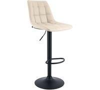CLP Tabouret de Bar Mapun, Chaise de Bar reglable en Hauteur et pivotante a 360 degres, rembourree, Structure Metallique pour Cuisine, ilot, Couleur:crème, Matériel:Similicuir