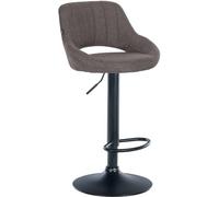 CLP Tabouret De Bar Milet en Tissu I Chaise Haute De Bistrot avec Repose-Pieds Et Pied en Métal I Pivotant Réglable, Couleur:Gris foncé, Couleur du Cadre:Noir