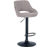 CLP Tabouret De Bar Milet en Tissu I Chaise Haute De Bistrot avec Repose-Pieds Et Pied en Métal I Pivotant Réglable, Couleur:Gris, Couleur du Cadre:Noir