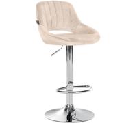 CLP Tabouret de Bar Milet I Revêtement Velours I Chaise de Bar pivotante, Couleur:crème, Couleur du Cadre:Chrome
