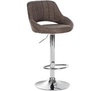 CLP Tabouret de Bar Milet réglable en Hauteur avec Dossier, Assise rembourrée en Tissu, Base en métal, pivotant | Couleur Marron Couleur du Cadre Chrome