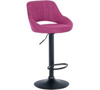 CLP Tabouret de Bar Milet réglable en Hauteur avec Dossier, Assise rembourrée en Tissu, Base en métal, pivotant | Couleur Violet Couleur du Cadre Noir