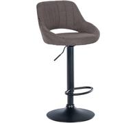 CLP Tabouret de Bar Milet réglable en Hauteur avec Dossier, Assise rembourrée en Tissu, Base en métal, pivotant | Couleur Gris foncé Couleur du Cadre Noir