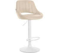 CLP Tabouret De Bar Milet Simili Cuir I Tabouret De Comptoir Rotatif avec Repose-Pieds Et Dossier I Réglable en Hauteur Et Rembourré, Couleur:crème, Couleur du Cadre:Blanc