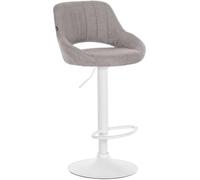 CLP Tabouret de Bar Milet reglable en Hauteur avec Dossier, Chaise de Bar rembourree en Tissu, pivotante, Structure Metallique, Couleur:Gris, Couleur du Cadre:Blanc