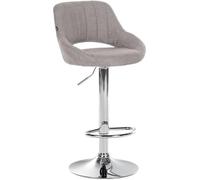 CLP Tabouret de Bar Milet reglable en Hauteur avec Dossier, Chaise de Bar rembourree en Tissu, pivotante, Structure Metallique, Couleur:Gris, Couleur du Cadre:Chrome