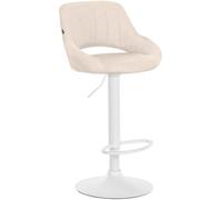 CLP Tabouret de bar Milet en Tissu et Pied métal , Crème/Blanc Beige