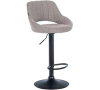 CLP Tabouret de Bar Milet reglable en Hauteur avec Dossier, Chaise de Bar rembourree en Tissu, pivotante, Structure Metallique, Couleur:Gris, Couleur du Cadre:Noir