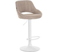 CLP Tabouret de bar Milet – réglable en hauteur, dossier rembourré en tissu, taupe/cadre blanc