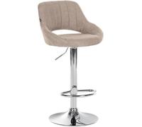 CLP Tabouret de bar Milet – réglable, dossier, rembourré tissu, pivotant, Taupe/Chrome
