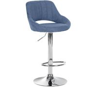 CLP Tabouret de Bar Milet reglable en Hauteur avec Dossier, Chaise de Bar rembourree en Tissu, pivotante, Structure Metallique, Couleur:Bleu, Couleur du Cadre:Chrome