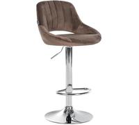 CLP Tabouret de Bar Milet I Revêtement Velours I Chaise de Bar pivotante, Couleur:Marron, Couleur du Cadre:Chrome