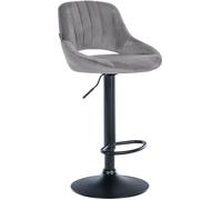 CLP Tabouret de Bar Milet reglable en Hauteur avec Dossier, Chaise de Bar rembourree en Velours, pivotant, Pied en Metal | Couleur Gris foncé Couleur du Cadre Noir